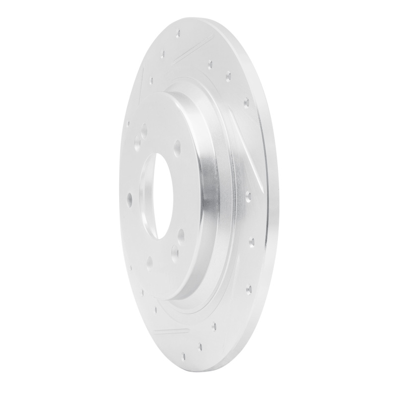 Hyundai Kona Brake Rotor (1) - Rear Left - R1 Concepts - Drilled & Slotted - Silver - `18-`25